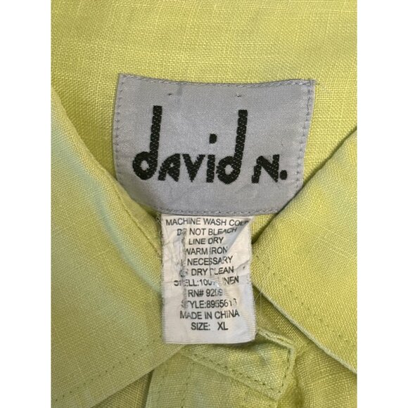 David N. Women’s Lime Green Linen Button-Up Shirt XL - Picture 3 of 8